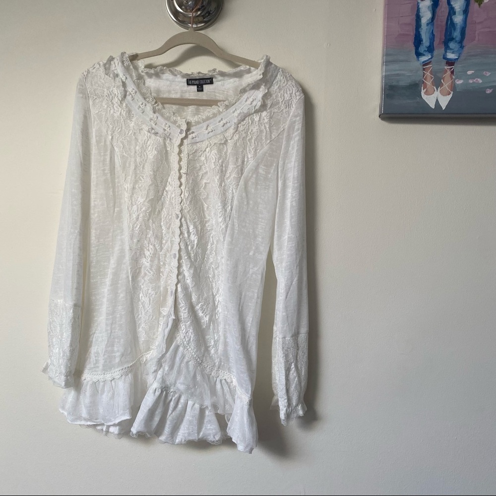 The Pyramid Collection lace ruffle tunic